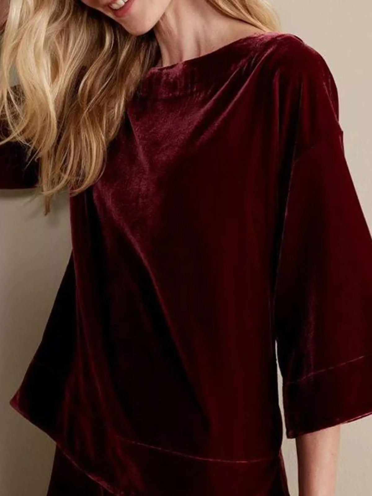 Velvet boat-neck top