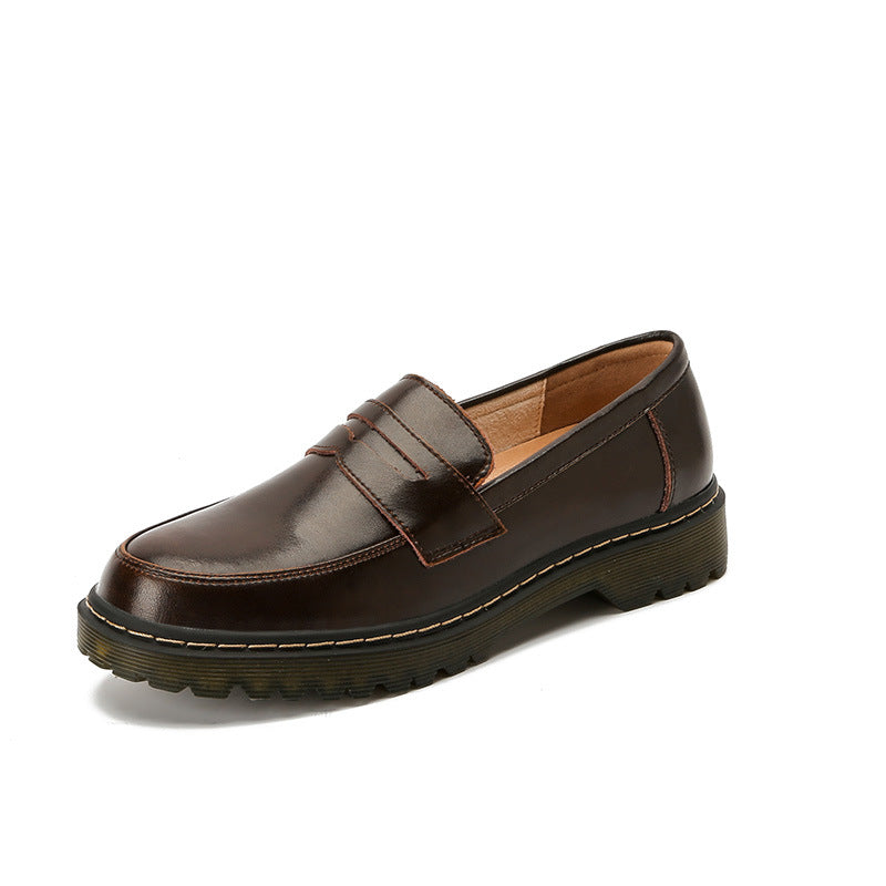 Lug sole penny loafers, Brown, side