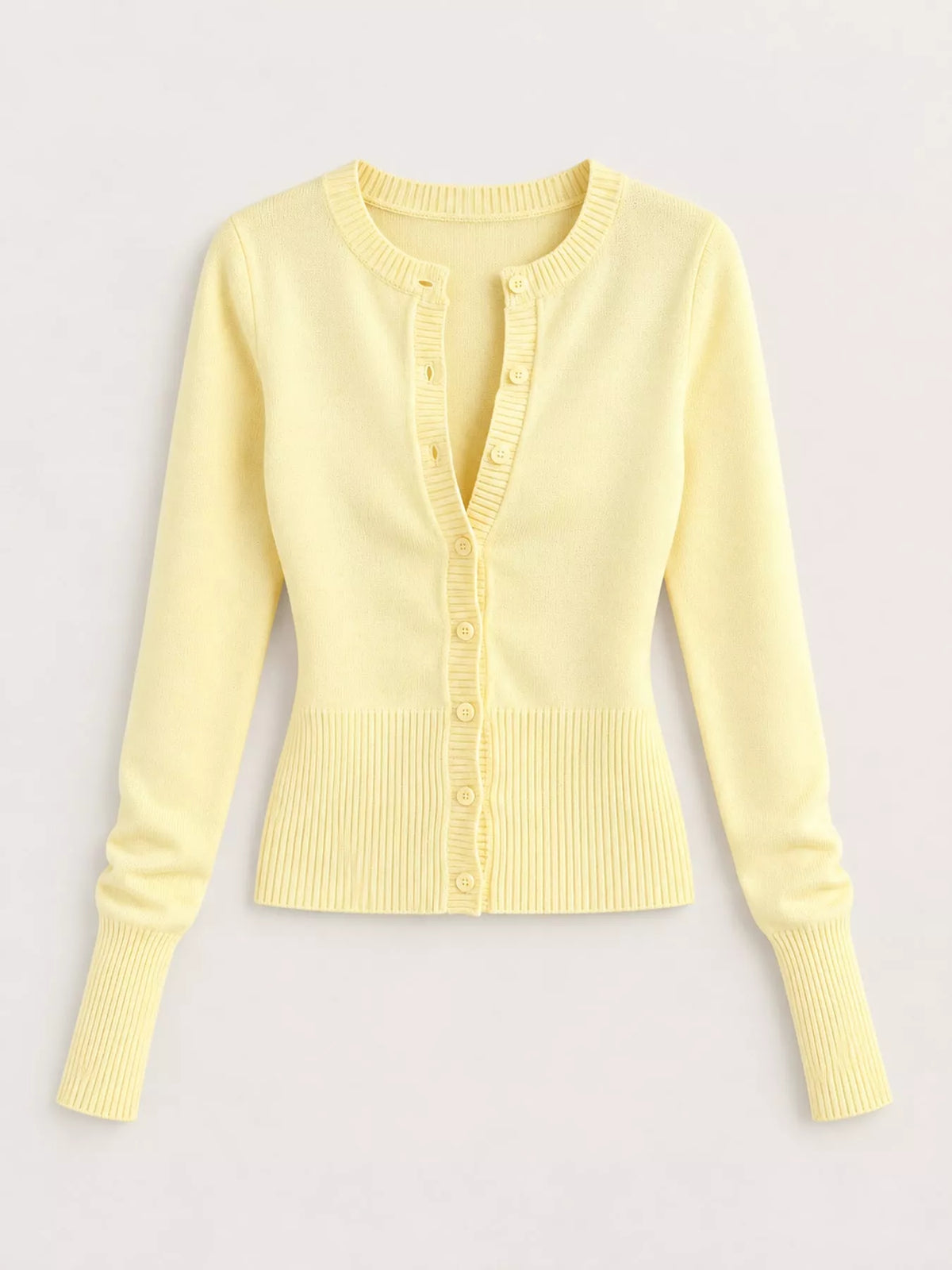 Slim-Fit Ribbed Knit Button-Down Cardigan