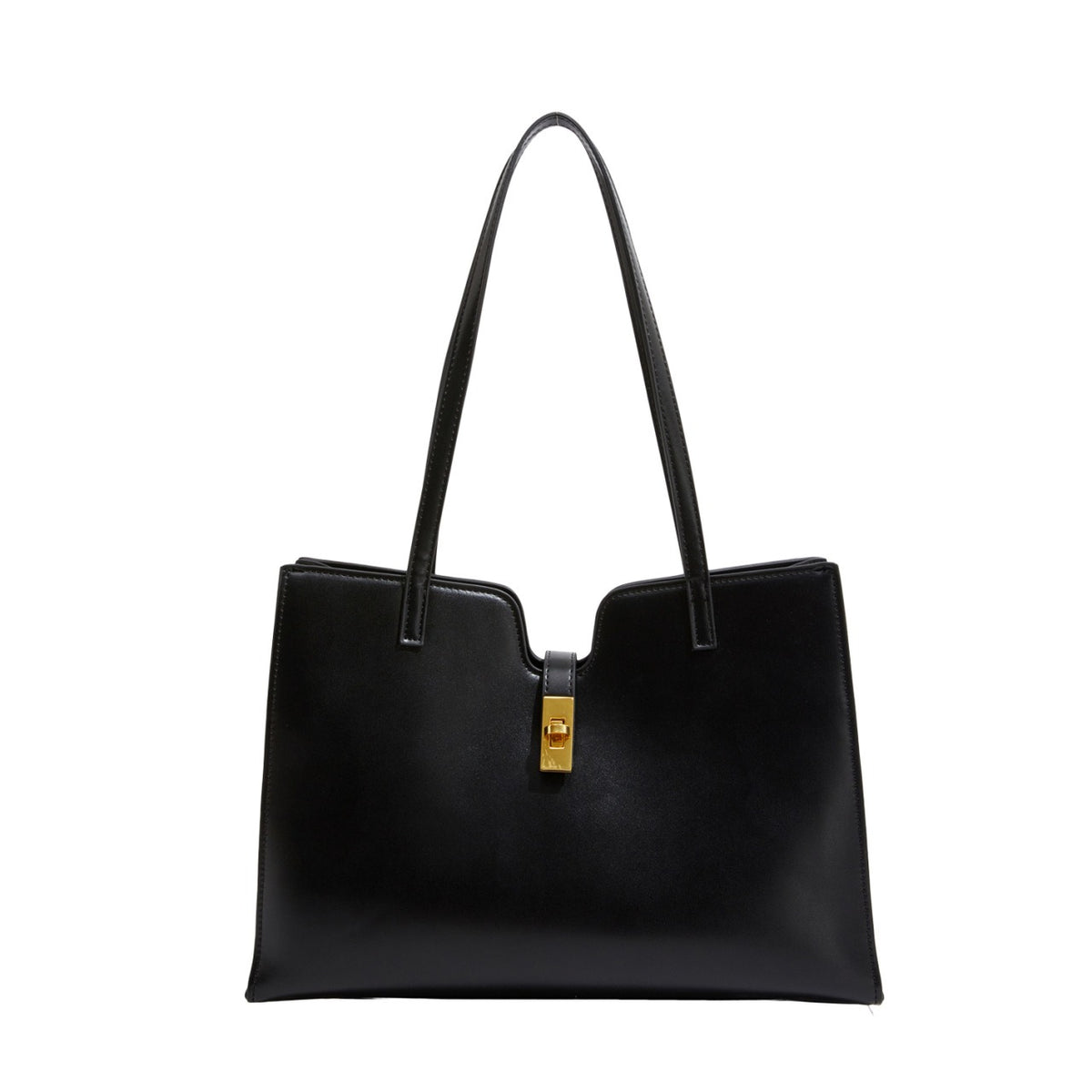 Clasp-front shoulder tote