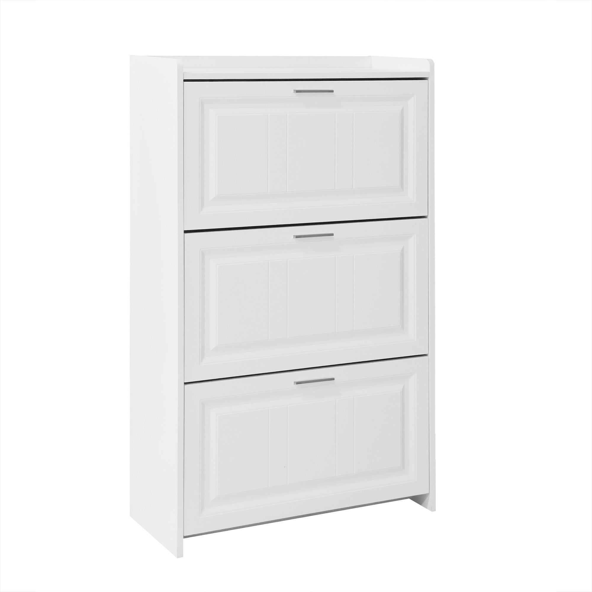 U-Can Shoe Storage Cabinet for Entryway with 3 Flip Drawers, Modern Shoe Organizer Cabinet, Free Standing Shoe Rack White