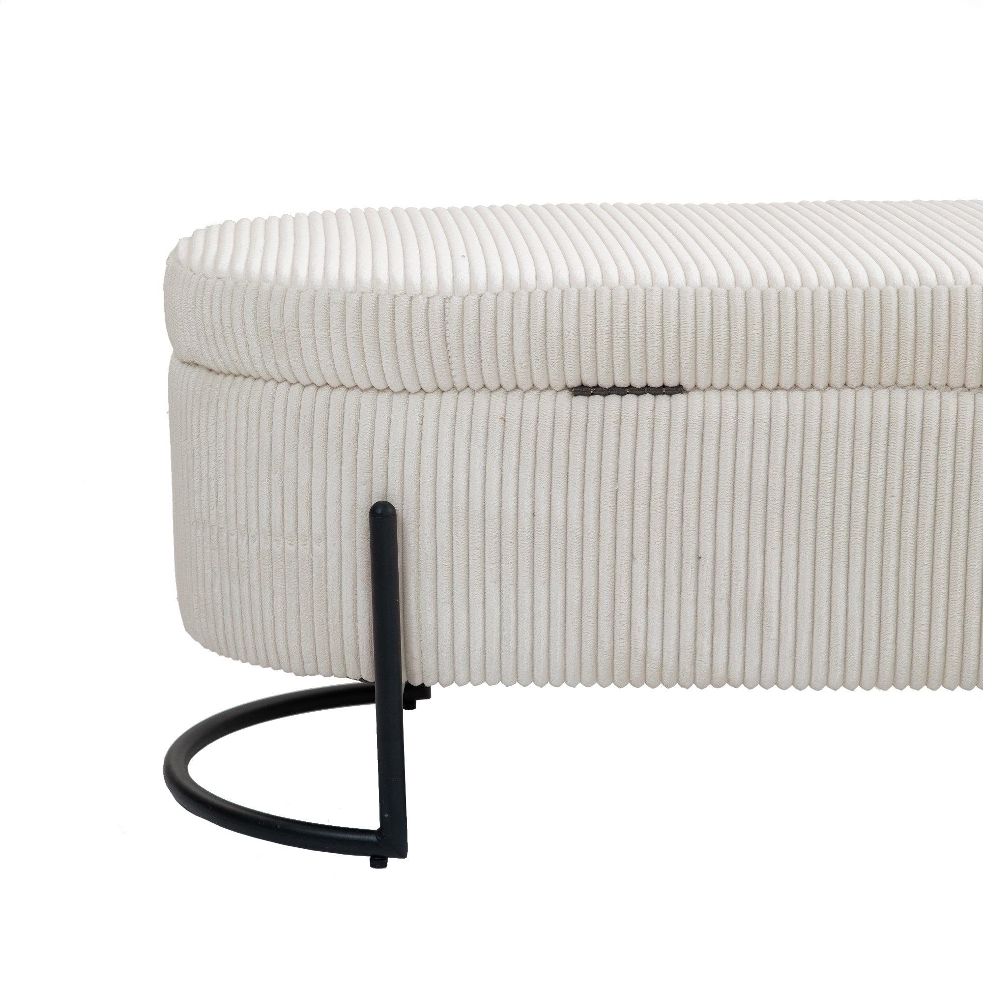 COOLMOR storage Ottoman chair with safety hinge and soft cushion fabric storage Ottoman stool (beige)