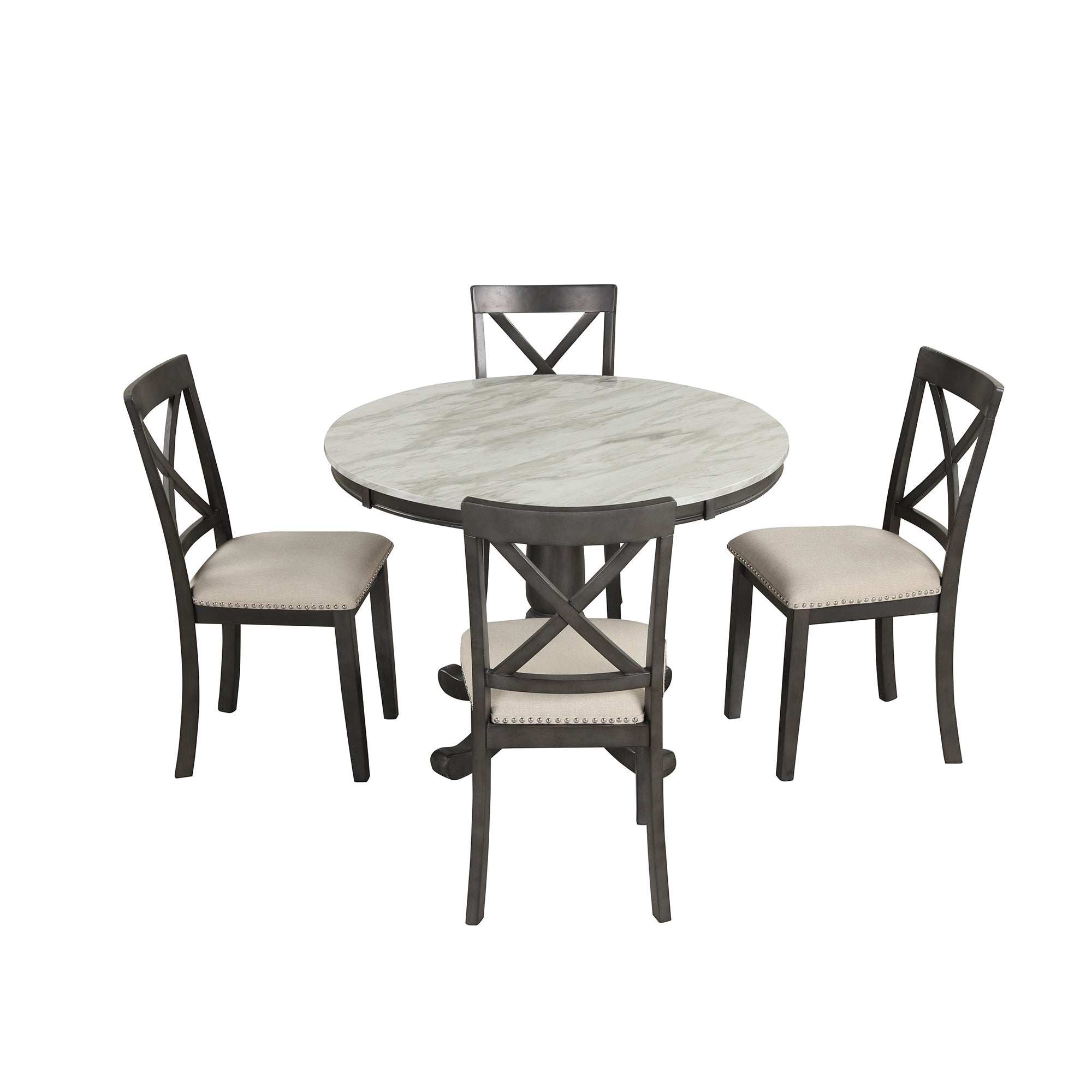 Orisfur 5 Pieces Dining Table and Chairs Set for 4 Persons Kitchen Room Solid Wood Table with 4 Chairs