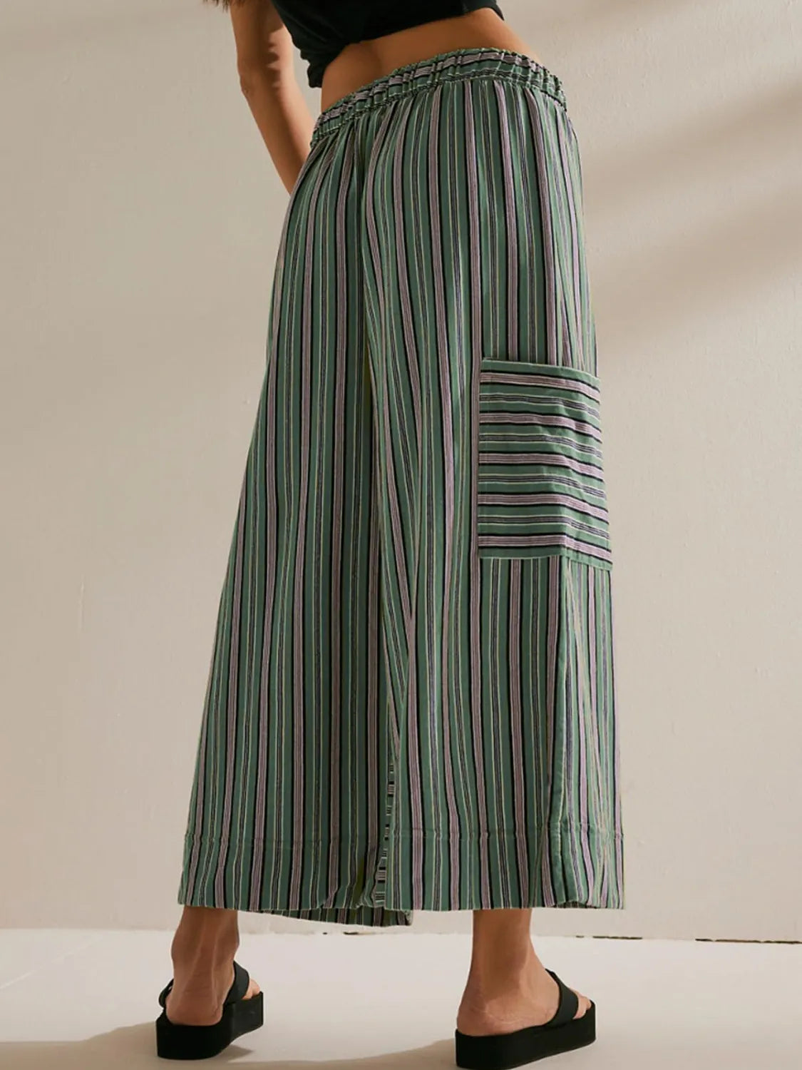 Contrast striped wide leg pants