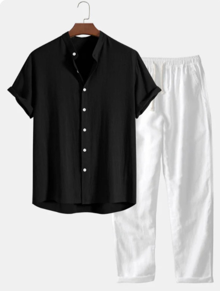 Cotton-linen shirt and trouser set