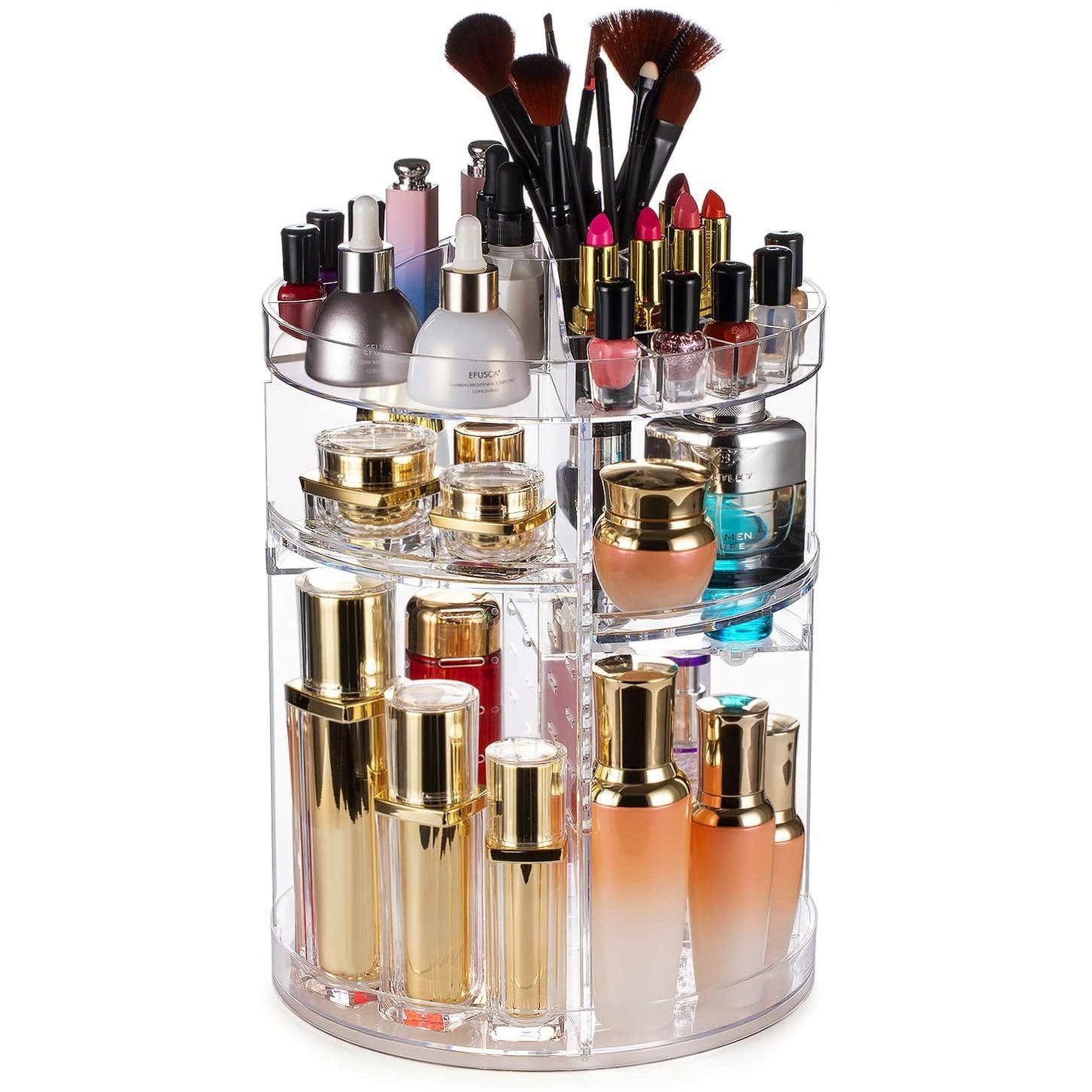 Rotating cosmetic storage box transparent desktop display rack dressing table makeup brush skincare product storage rack