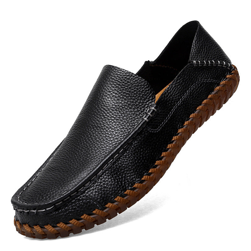 Moc toe driving loafers, Black, side