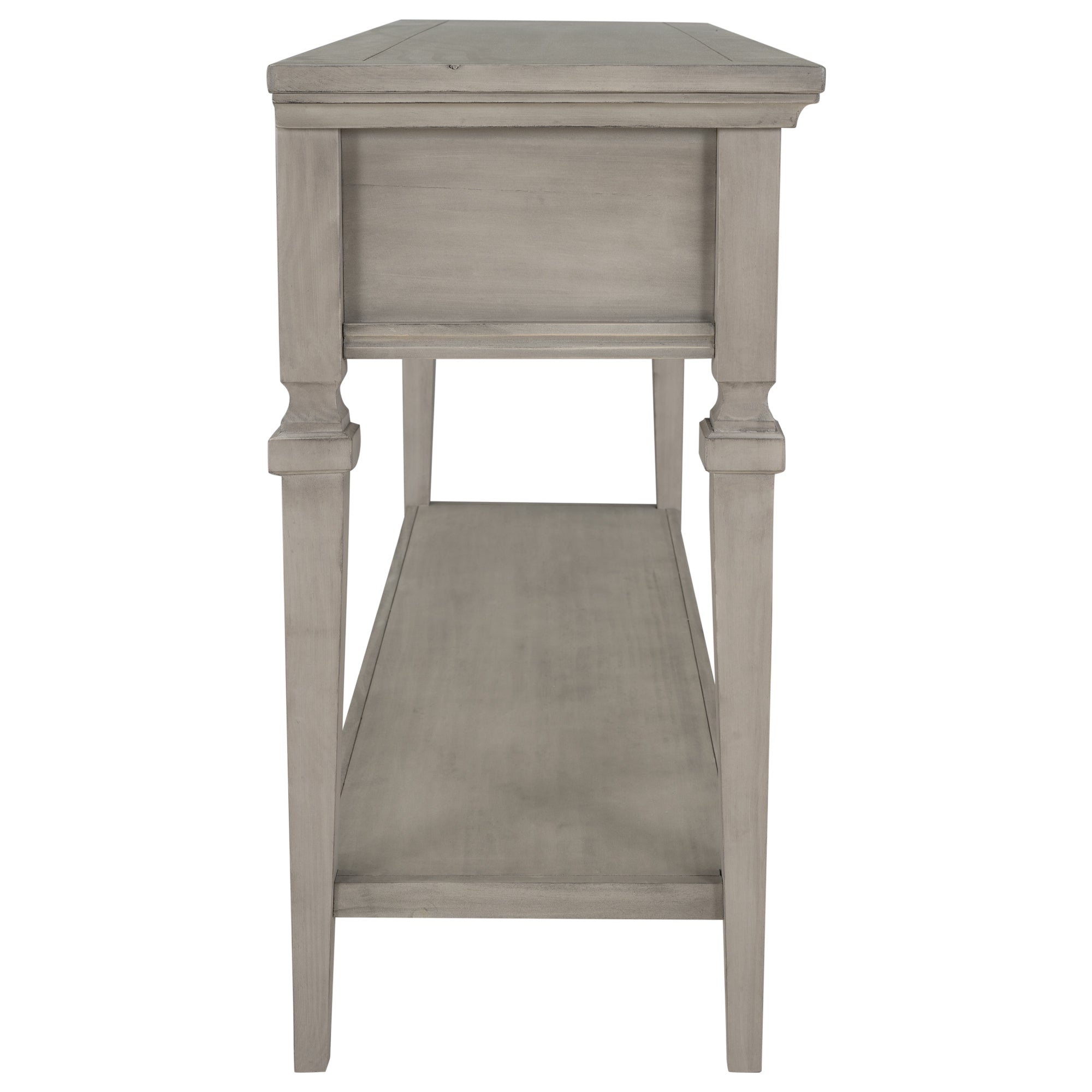 TREXM Classic Retro Style Console Table with Three Top Drawers and Open Style Bottom Shelf (Gray Wash)