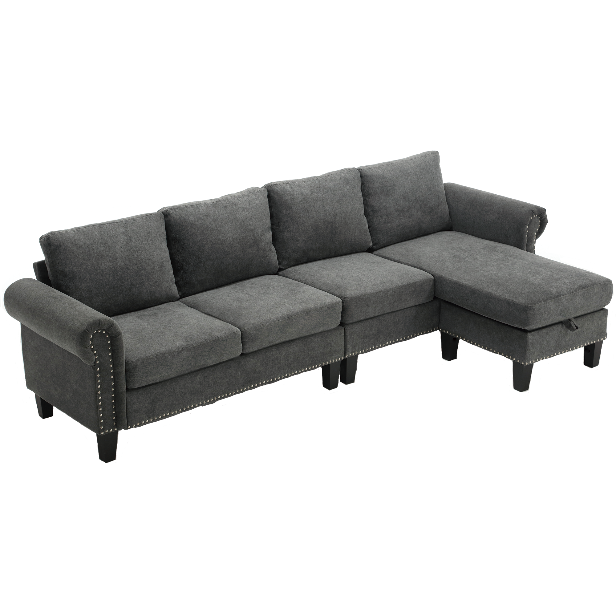 Convertible Sectional Sofa with Storage,L-shaped sofa Modern Linen Fabric Sectional Couches for Living Room,Gray