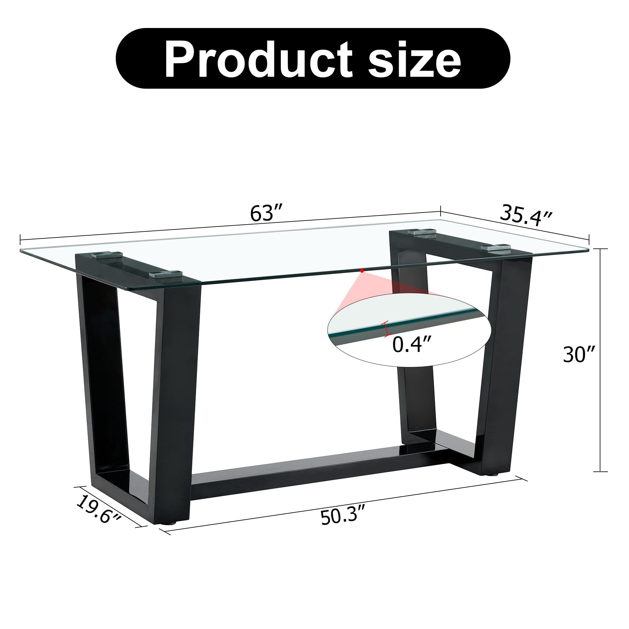 Glass Dining Table Large Modern Minimalist Rectangular for 6-8