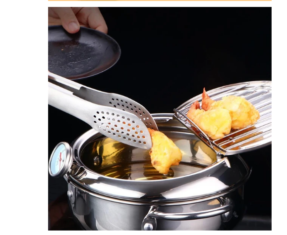 Household stainless steel tempura fryer with filter controlled temperature small fryer small mini fryer