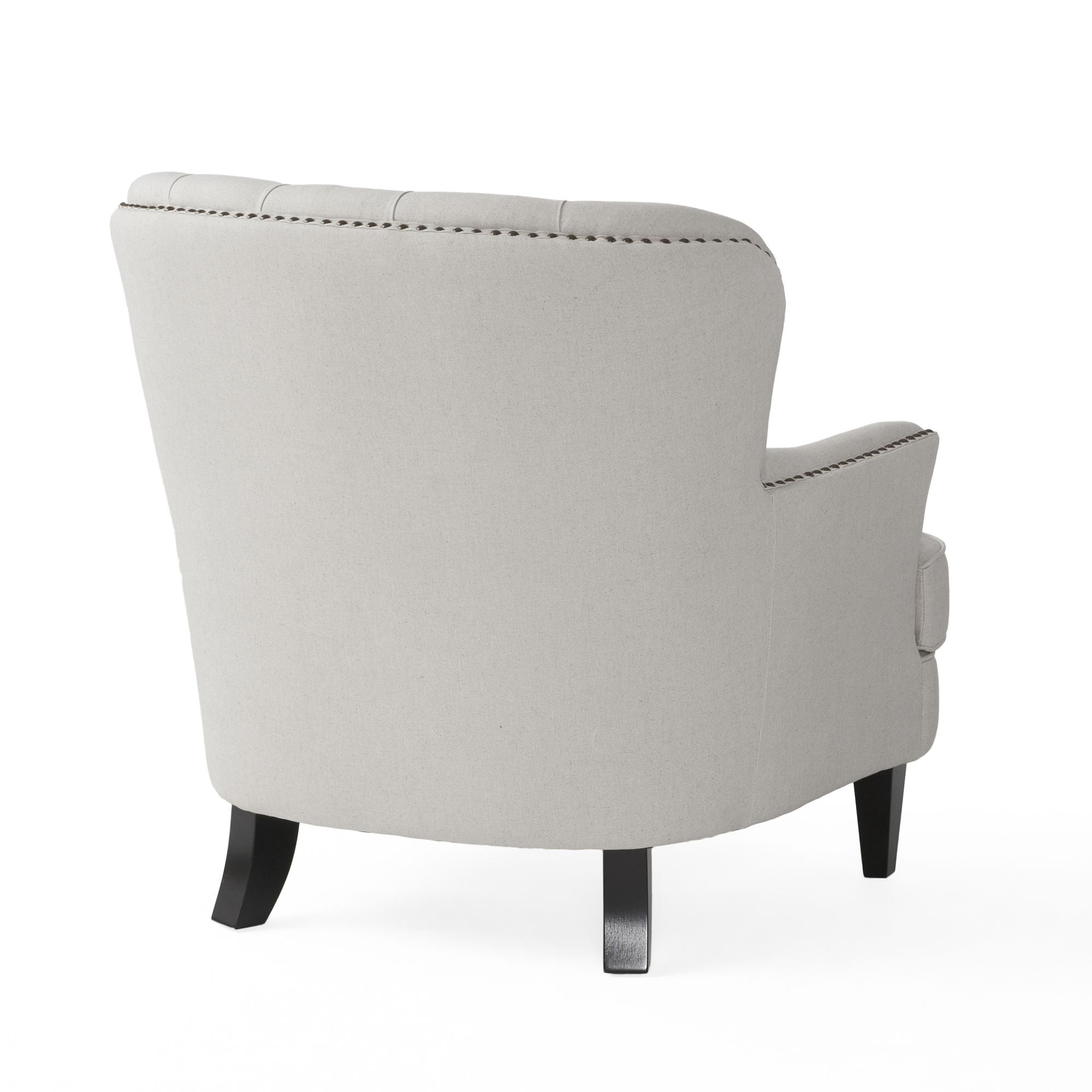 Modern light grey fabric club chair and Ottoman set, stylish cushioned armchair, paired with Ottoman style