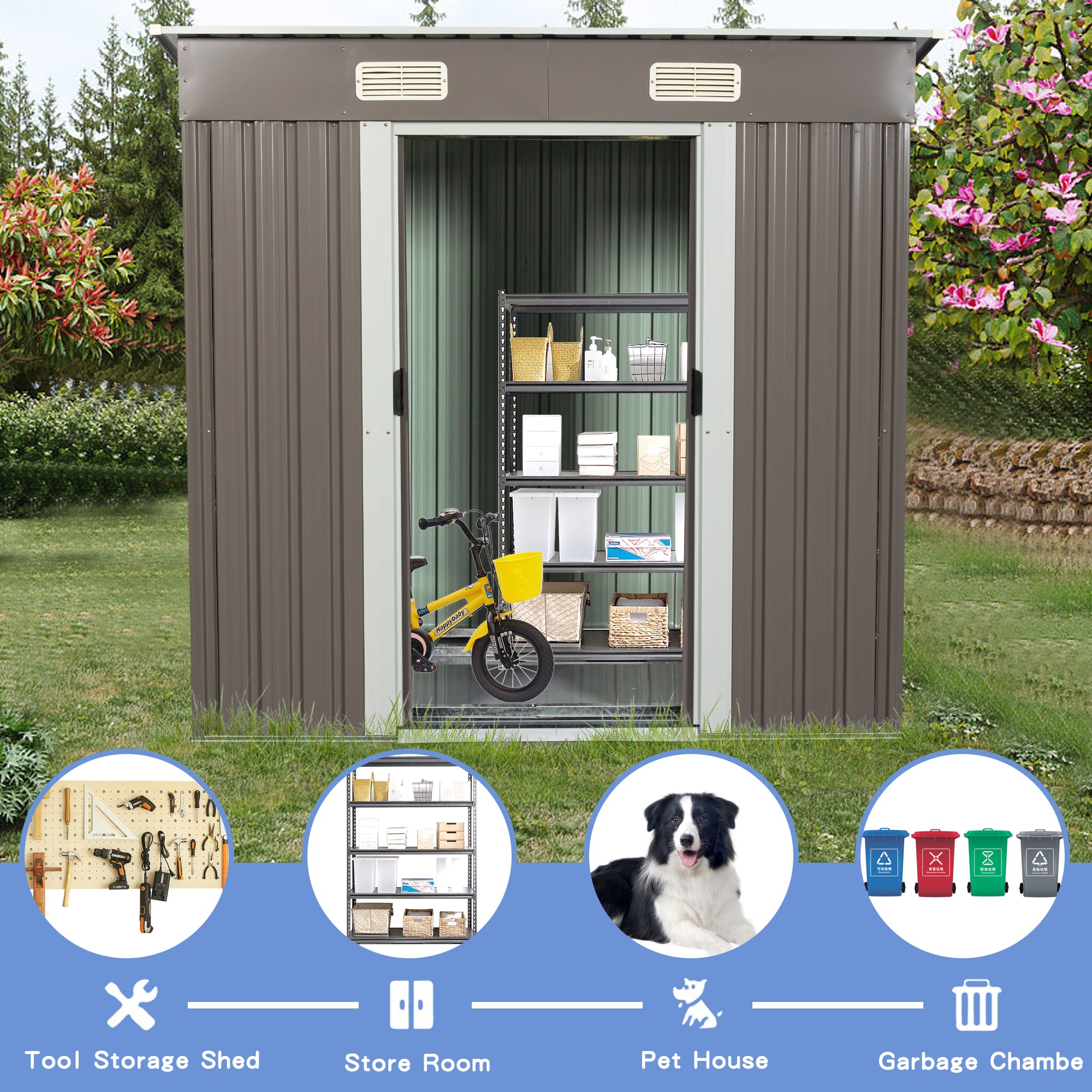 6ft x 4ft Outdoor Metal Storage Shed