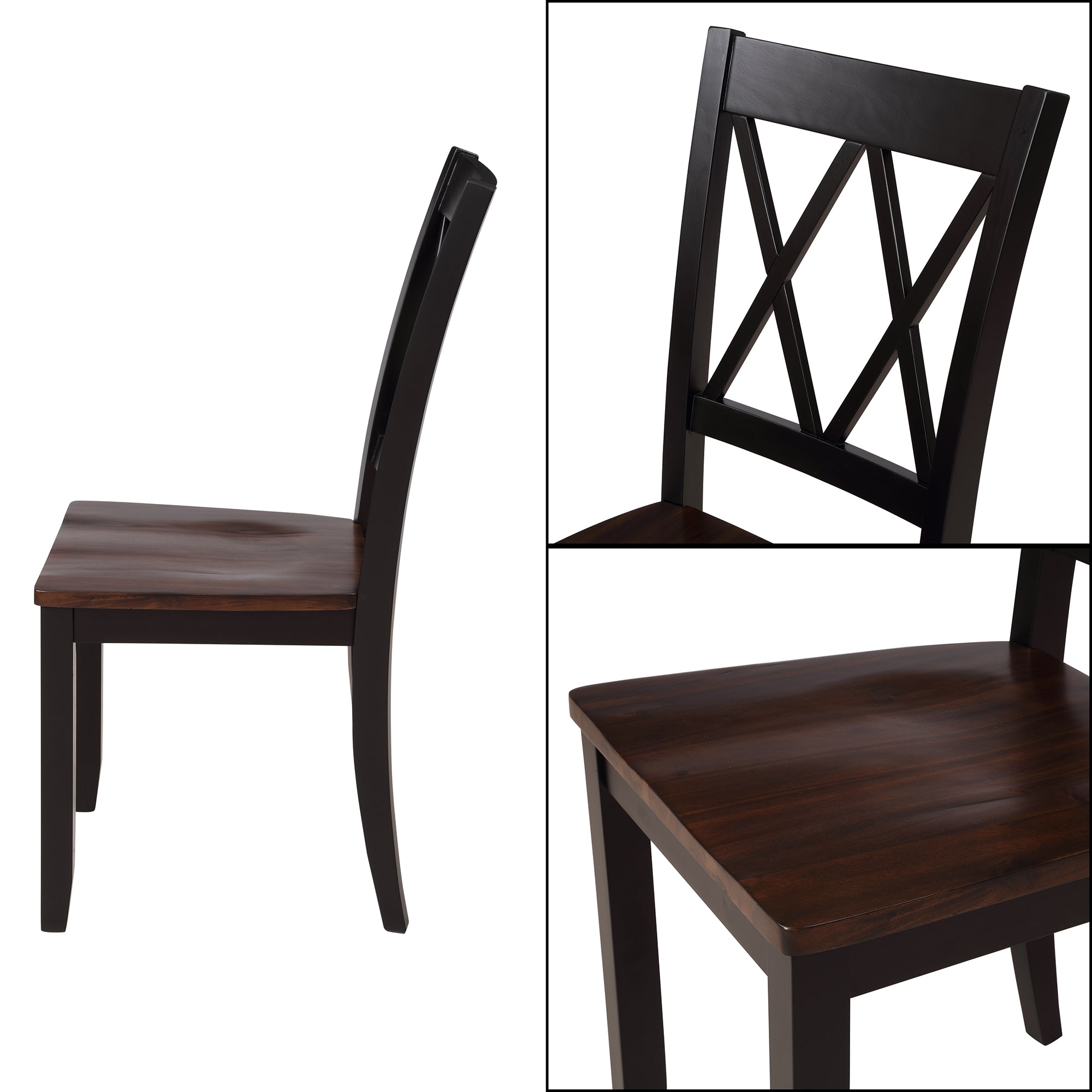 TOPMAX 5-Piece Dining Table Set Home Kitchen Table and Chairs Wood Dining Set  Black+Cherry