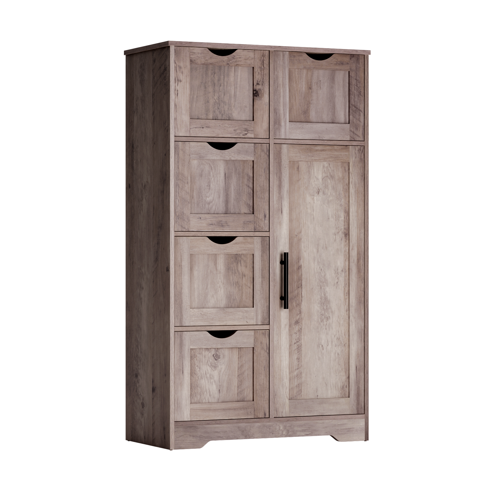 Bathroom Storage Cabinet with Storage 5 Drawers and 1 Door, Entryway Cabinet with Adjustable Shelf Grey