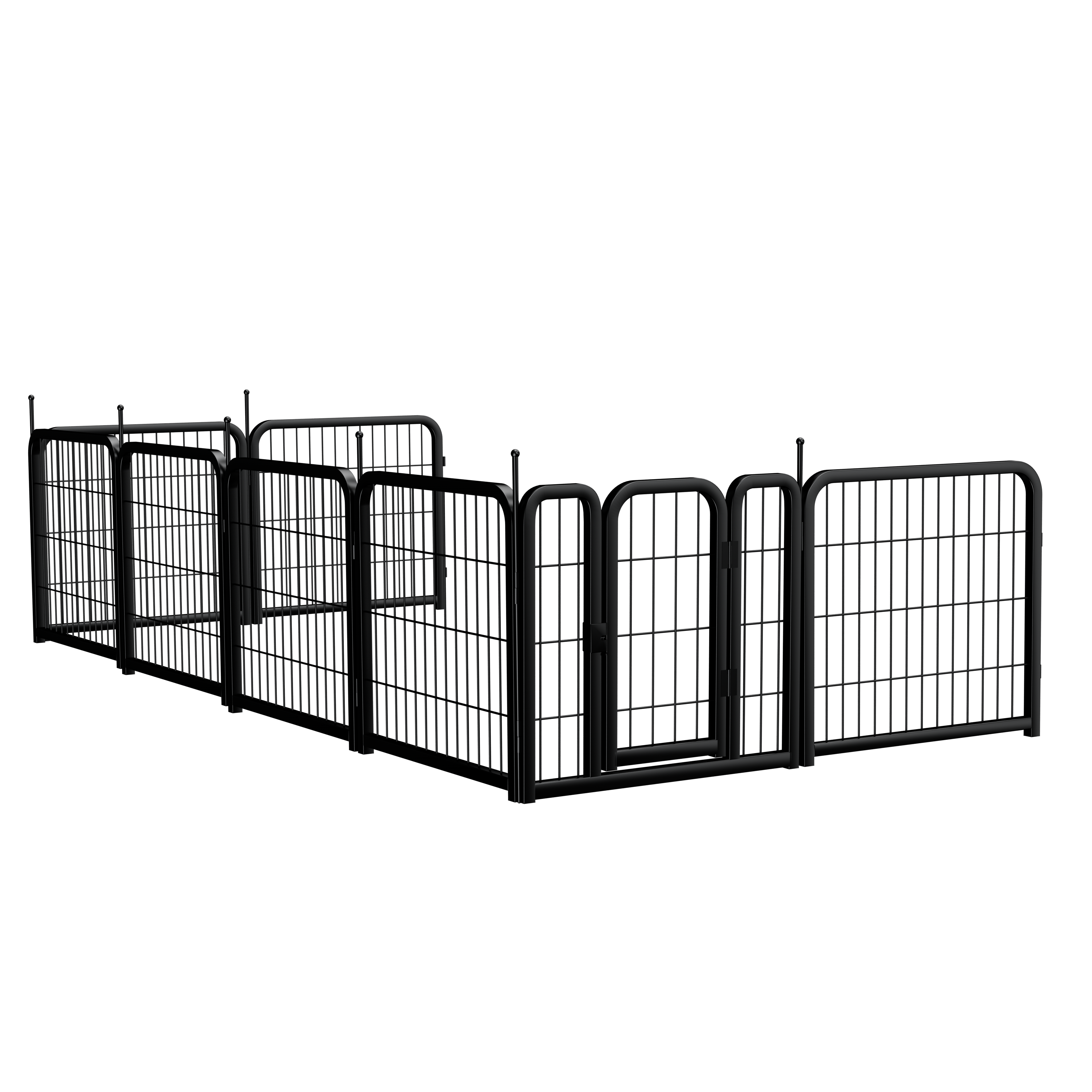 Outdoor dog fence, 8-piece board dog fence. 31 inch portable pet sports fence. Black, 26.3 inches wide x 31.5 inches high.