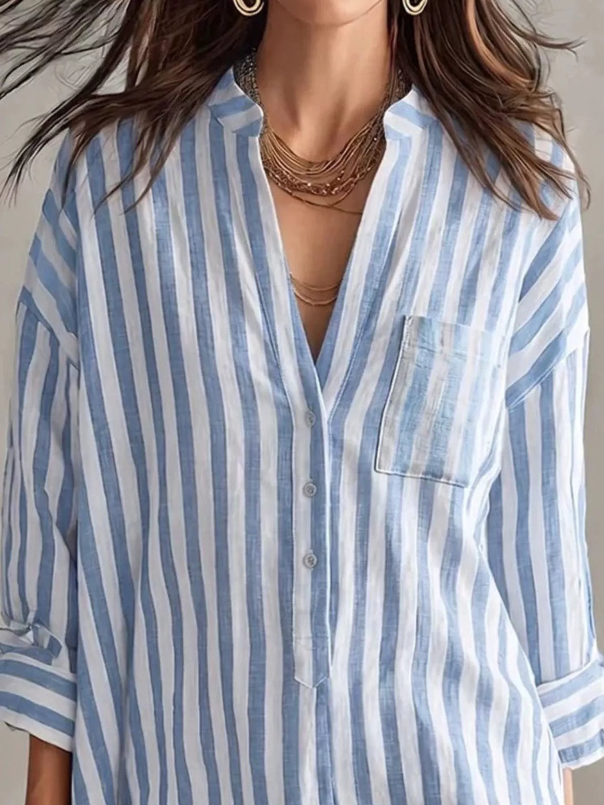 Striped mini shirt dress