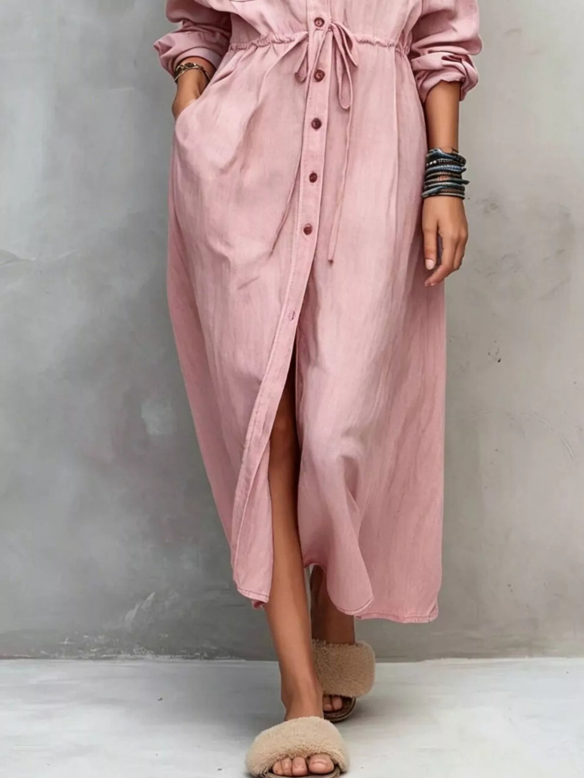Long-sleeve shirt dress