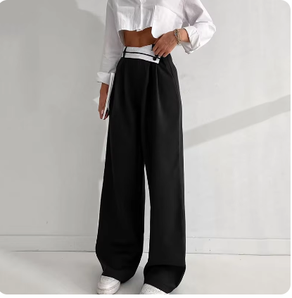 Black wide-leg trousers