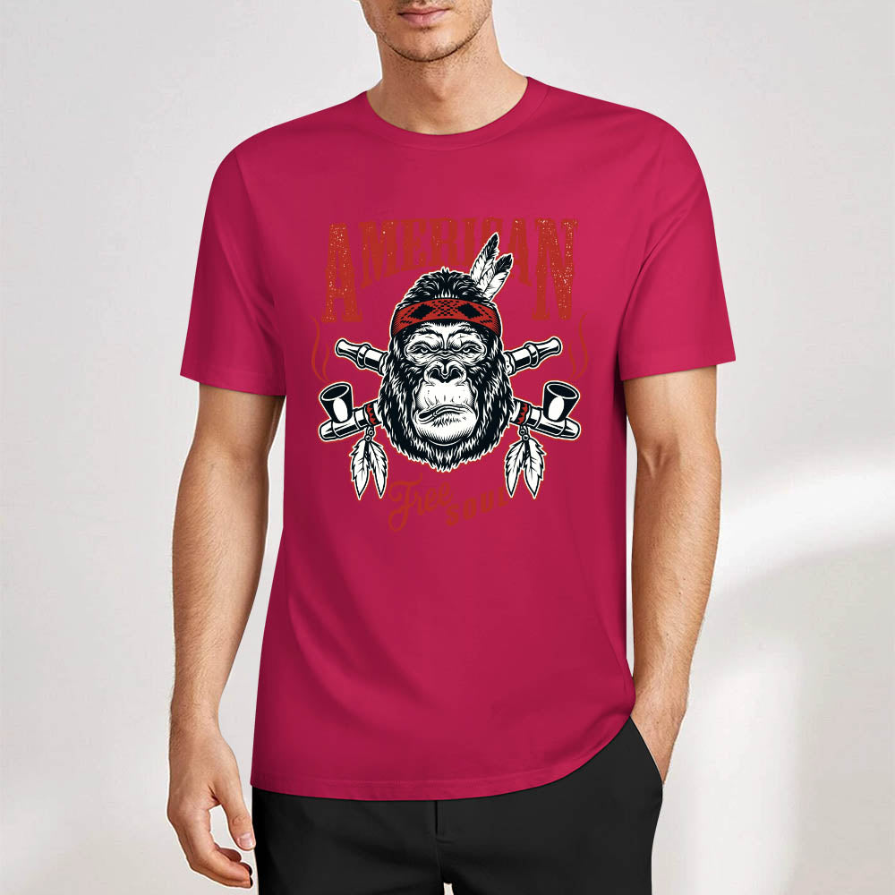 New 2025 Pure cotton short sleeved T-shirt Front print Multiple colors