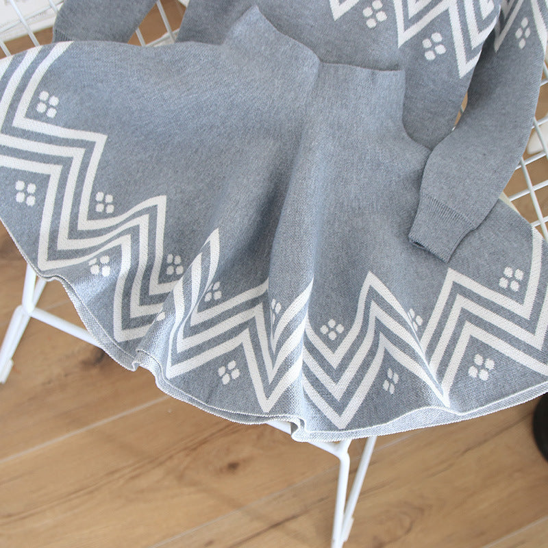 Kids' knit sweater and skirt set