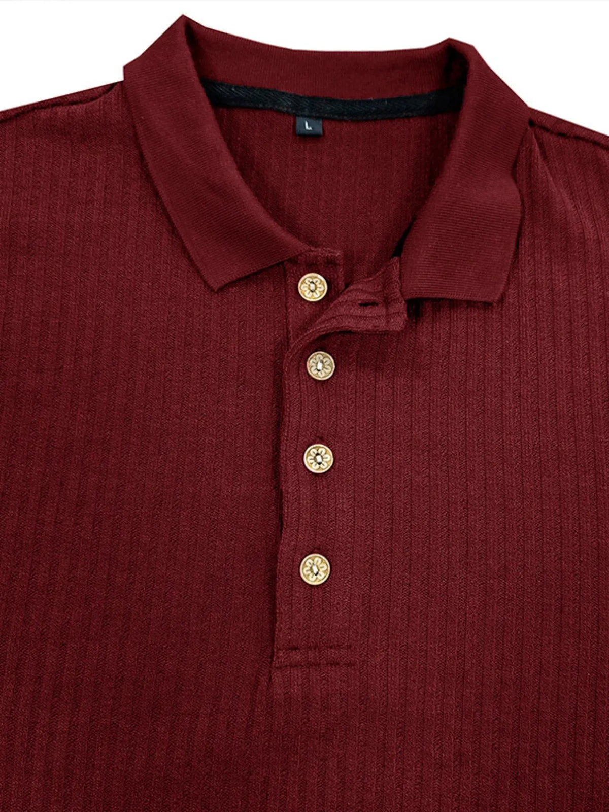 Ribbed knit long sleeve polo