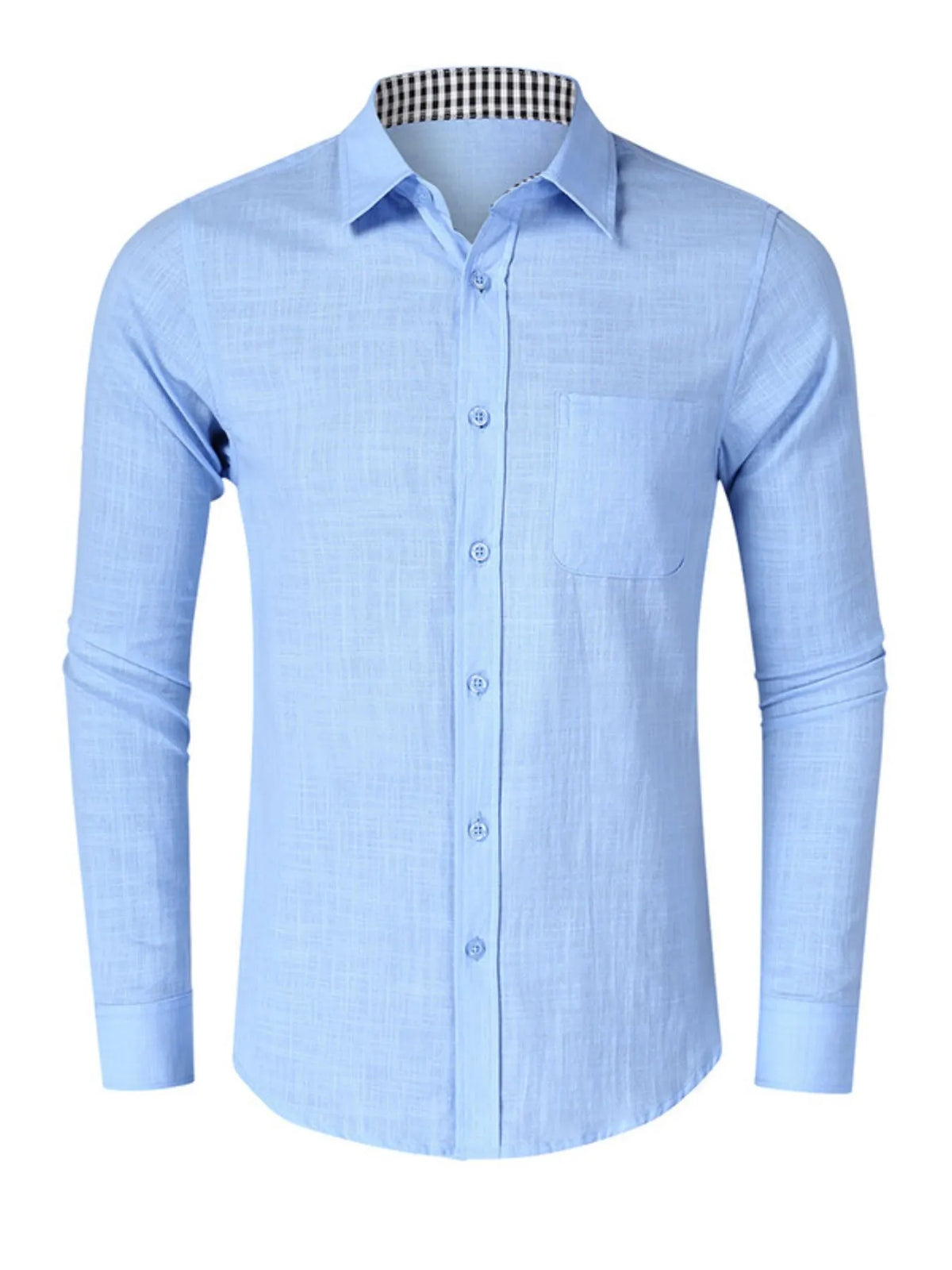 Button-down shirt with gingham contrast