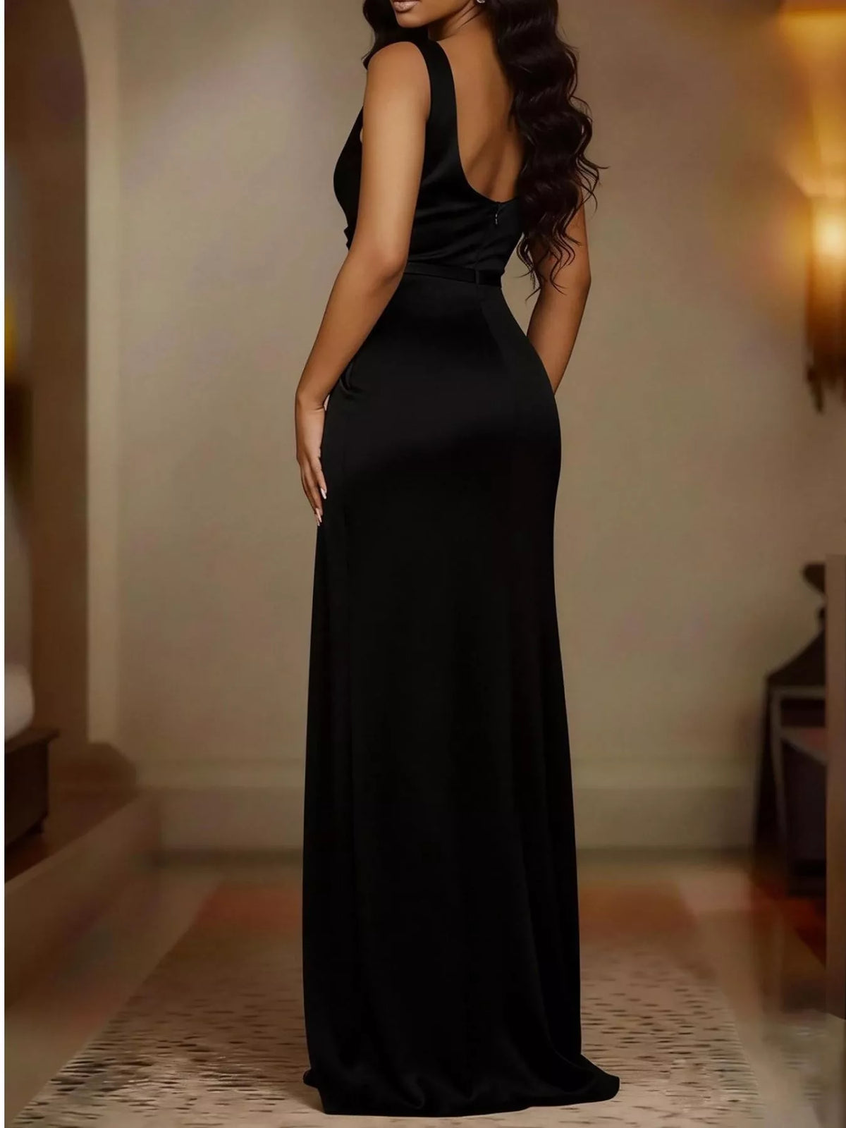 Satin cowl maxi dress