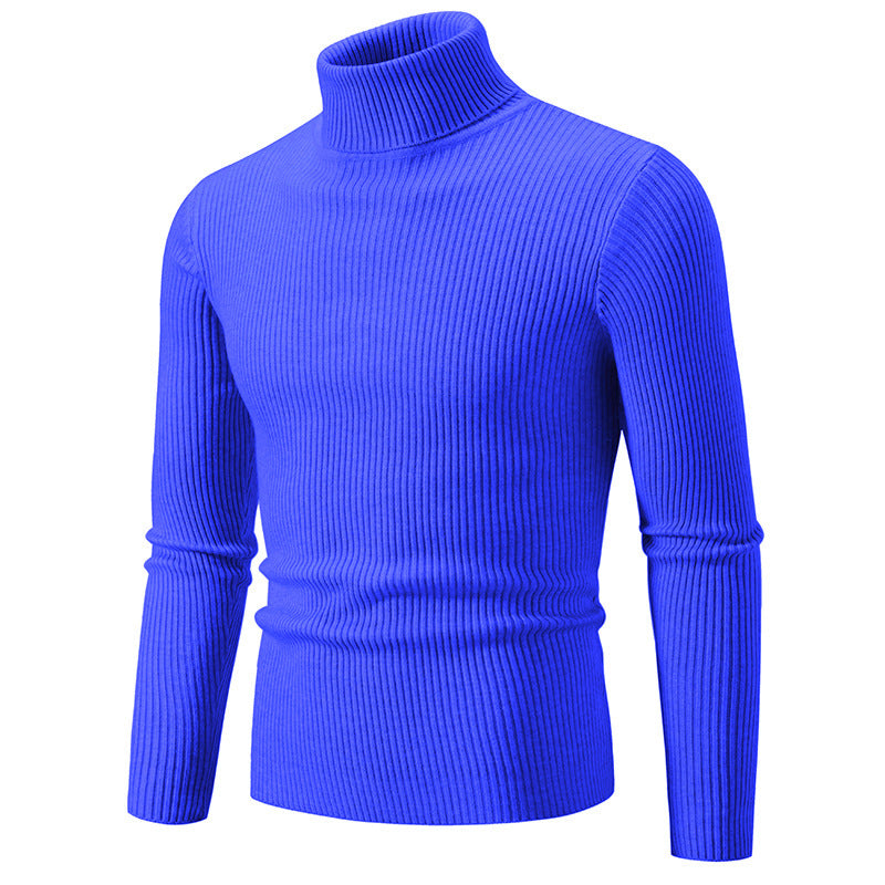 Retro Simple Solid Color Turtleneck Base Inner Wear Outer Wear Casual Men's Thin Slim Knit Sweater