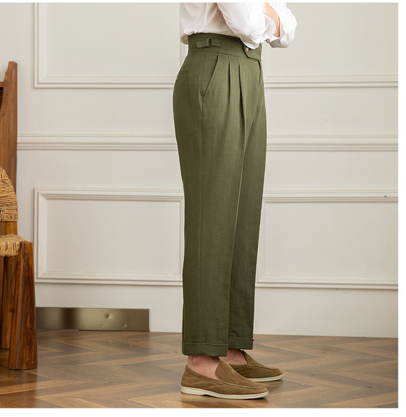 Side-adjuster pleated trousers