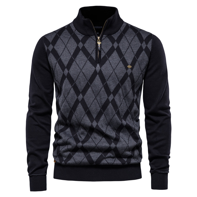 Argyle half-zip sweater