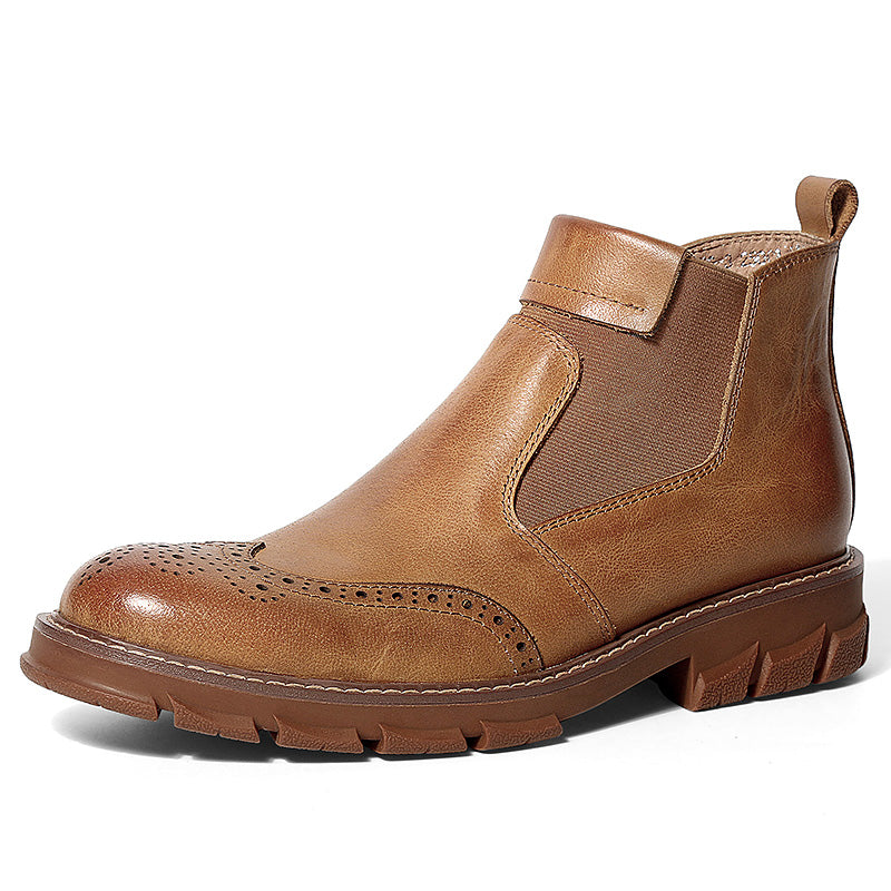 Brogue Chelsea boots, Brown, side