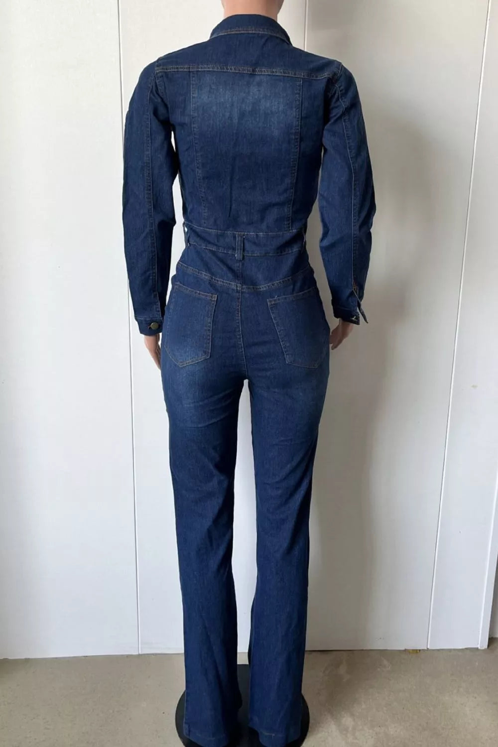 Flared denim jumpsuit, back