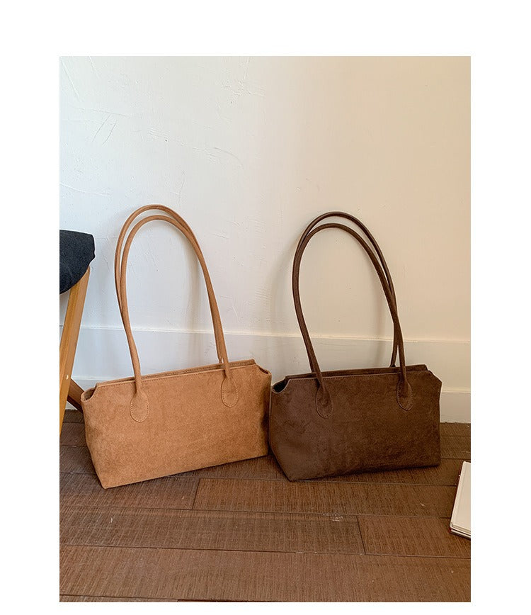 Suede-look East-West bag