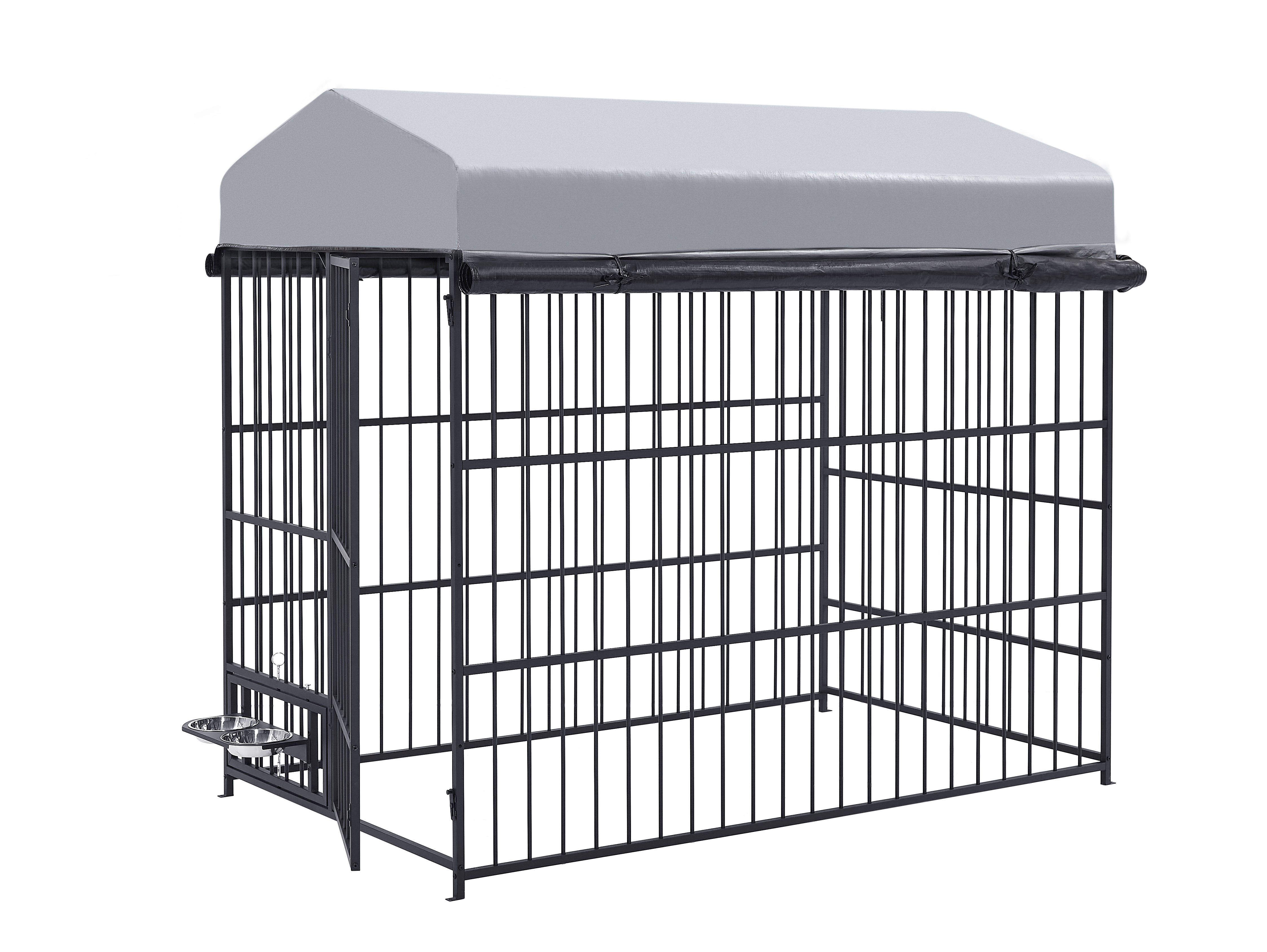 Large Dog Kennel Outdoor Pet Pens Dogs Run Enclosure Animal Hutch Metal Coop Fence with Roof Cover(6.6'L x 3.9'W x 5.9'H)