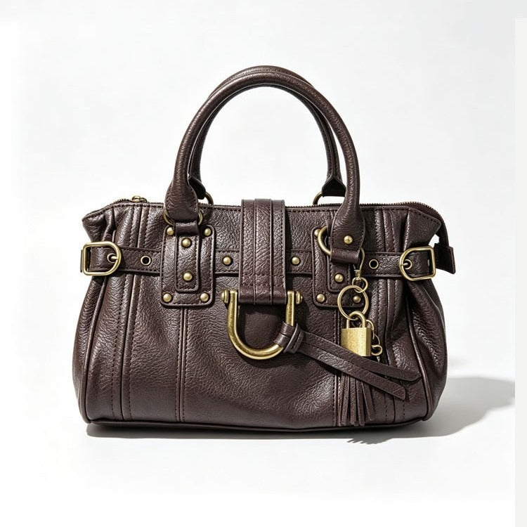Buckled leather satchel