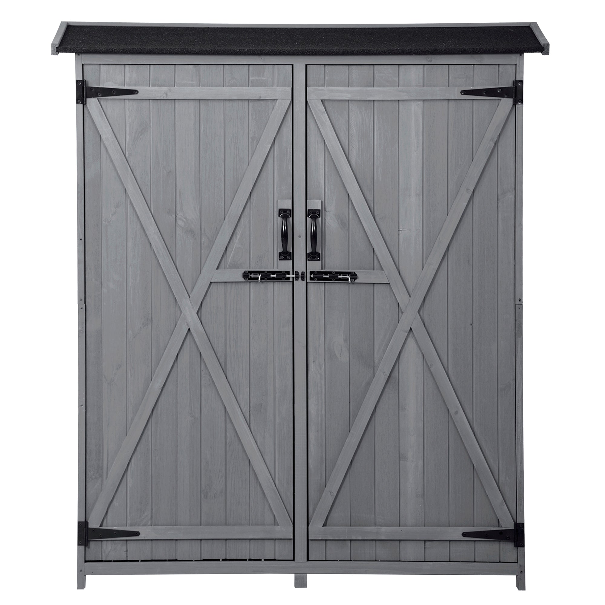 Outdoor 5.3ft Hx4.6ft L Wood Storage Shed Tool Organizer,Garden Shed, Storage Cabinet with Waterproof Asphalt Roof Gray