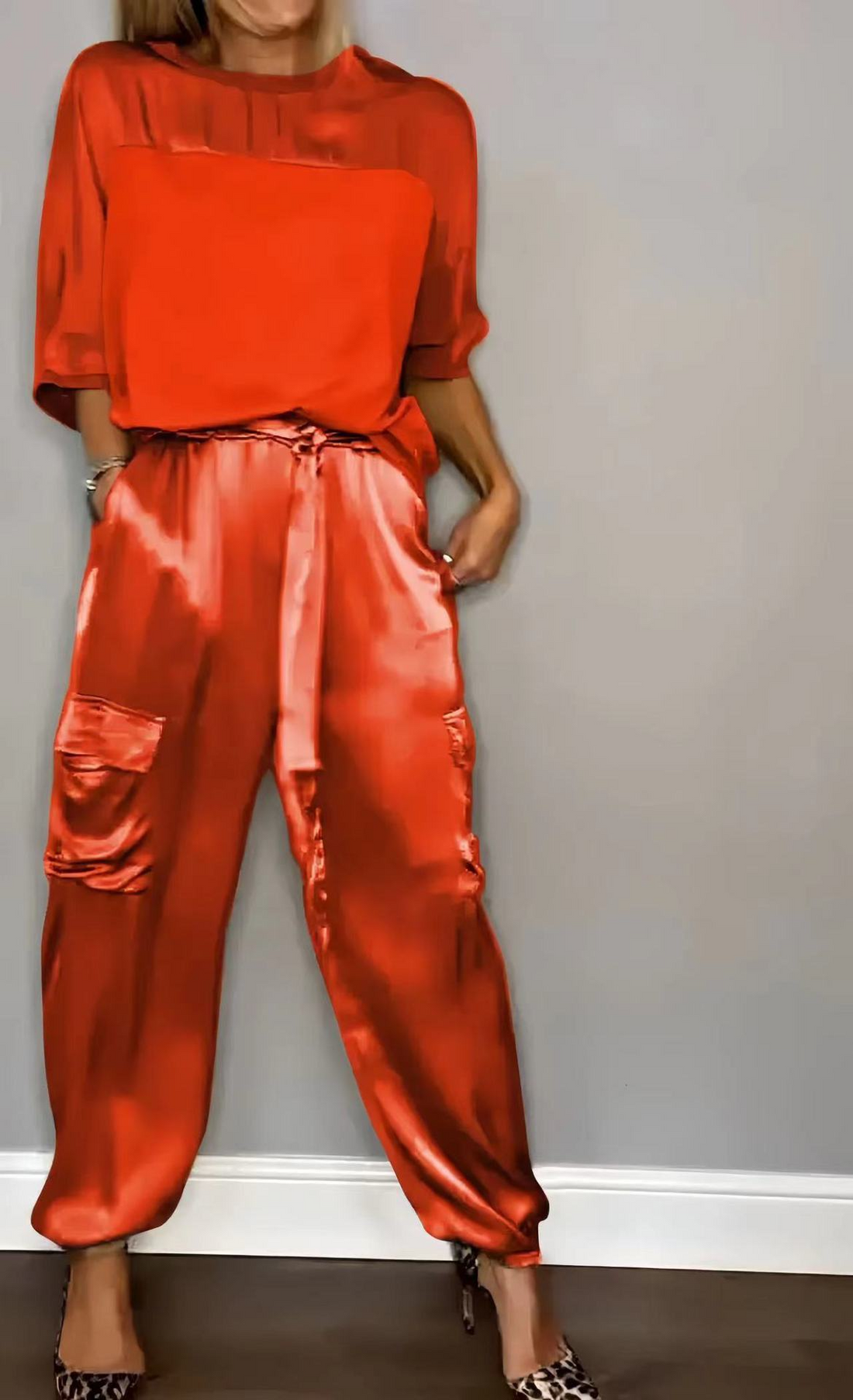 Satin shirt and trouser set