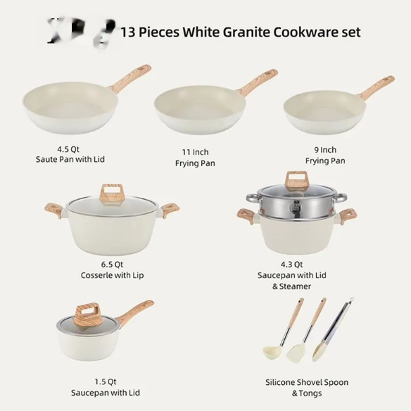 Cream granite cookware set