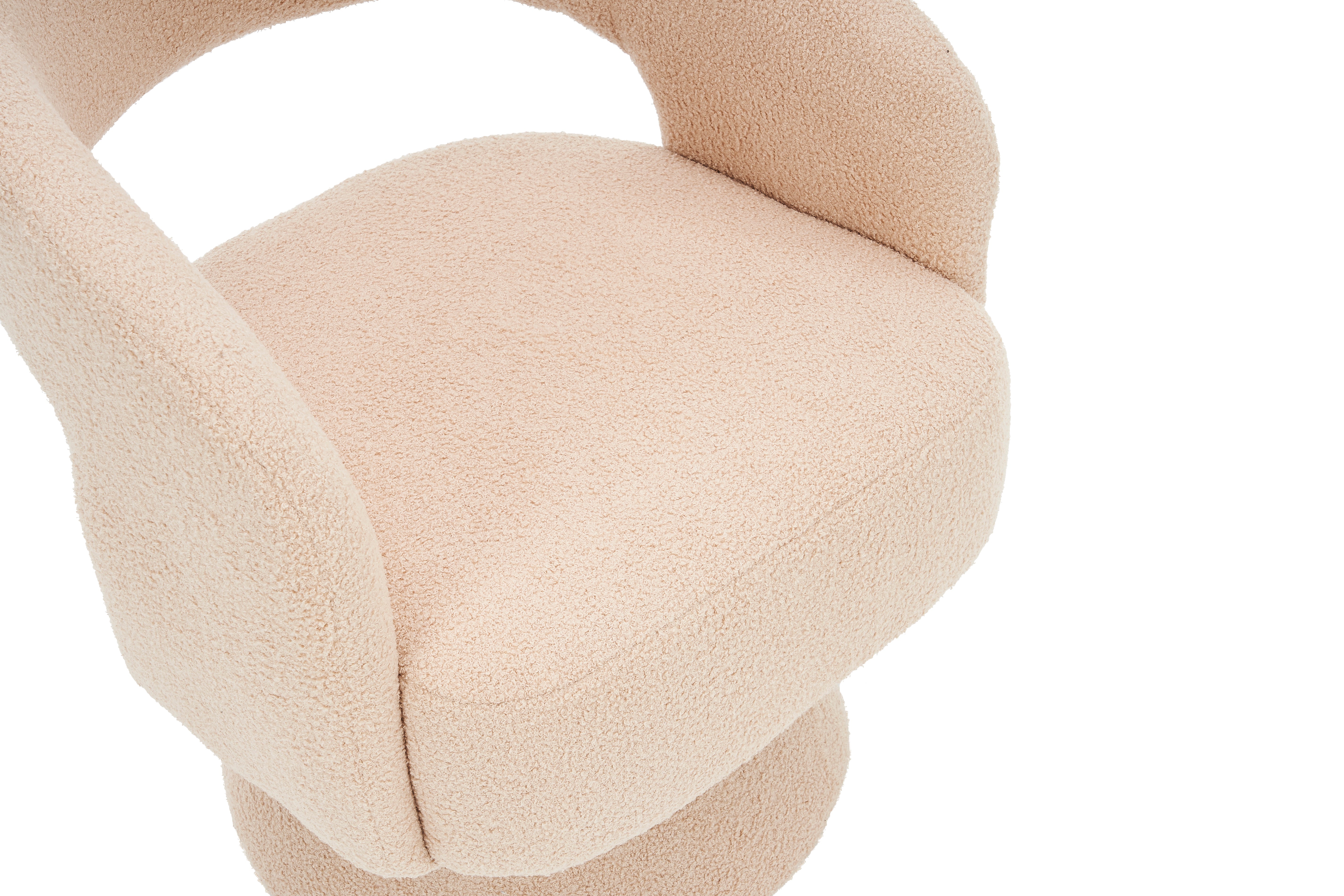 Swivel Accent Chair Armchair  Round Barrel Chair in Fabric for Living Room Bedroom Nude Teddy