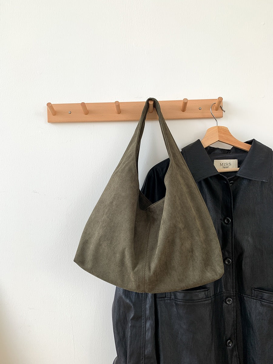 Slouchy suede-look hobo