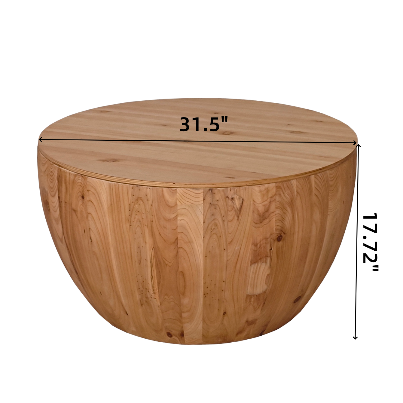 31.50"Vintage Style Bucket Shaped Coffee Table for Office, Dining Room and Living Room