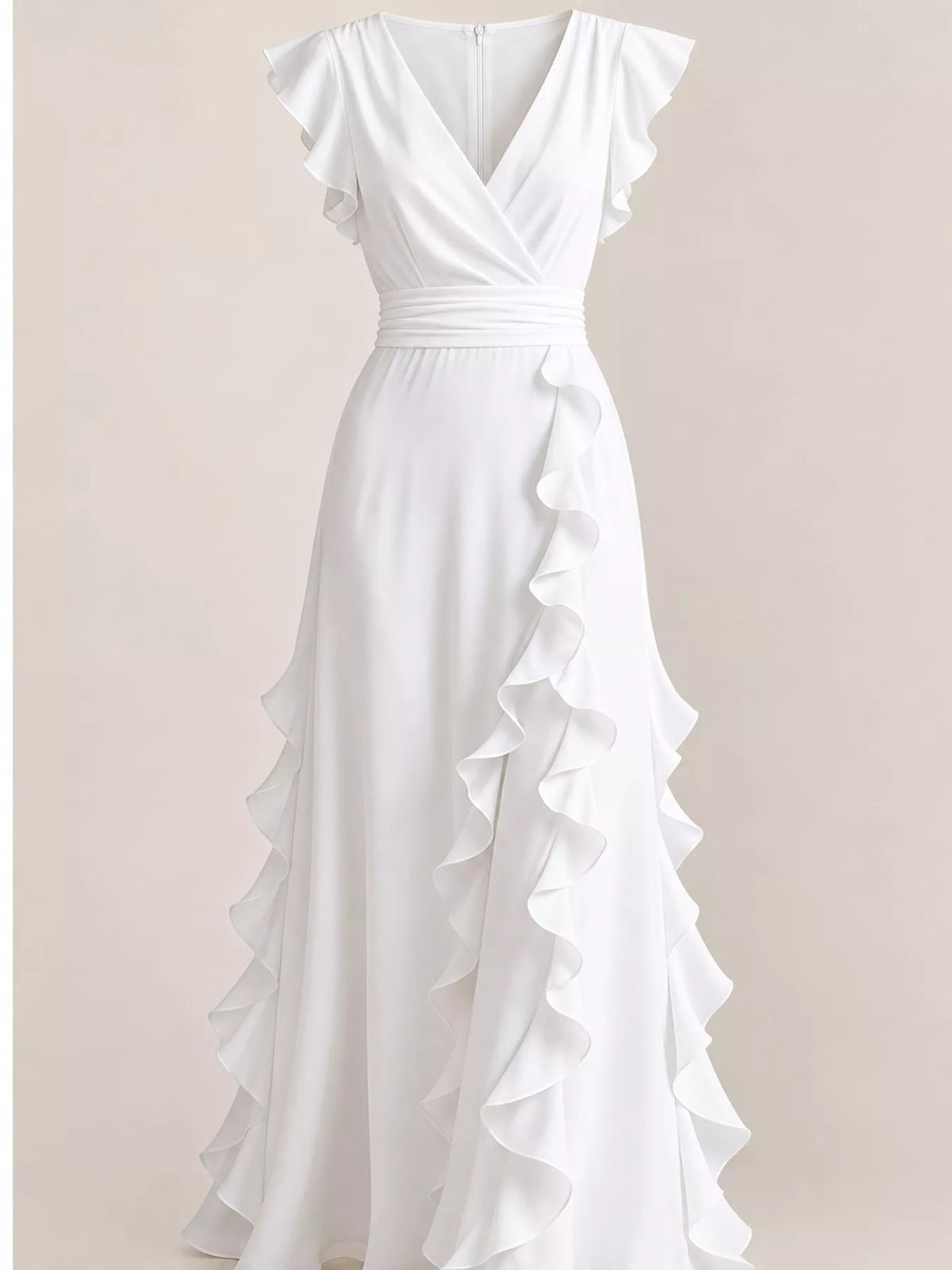 Ruffled surplice sleeveless maxi dress