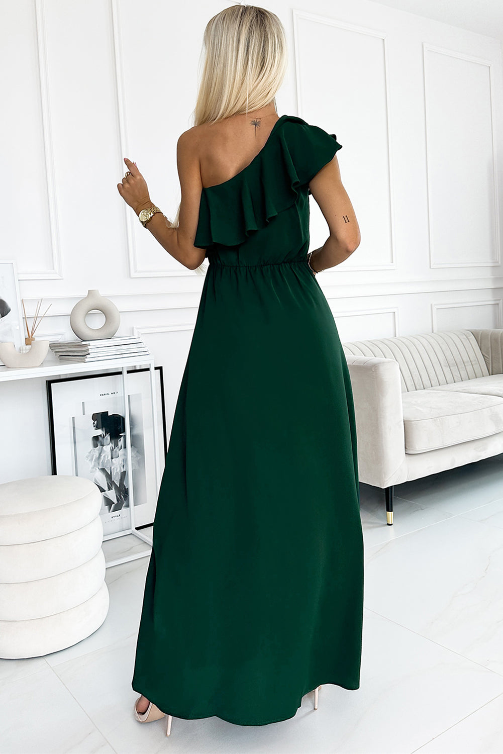 One-Shoulder Ruffled Maxi Dress