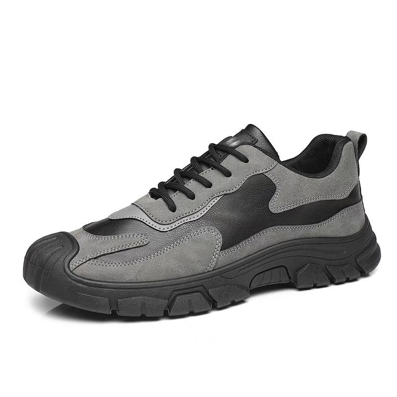 Labor protection shoes for men working on construction sites, leather sports and leisure shoes, spring style work shoes