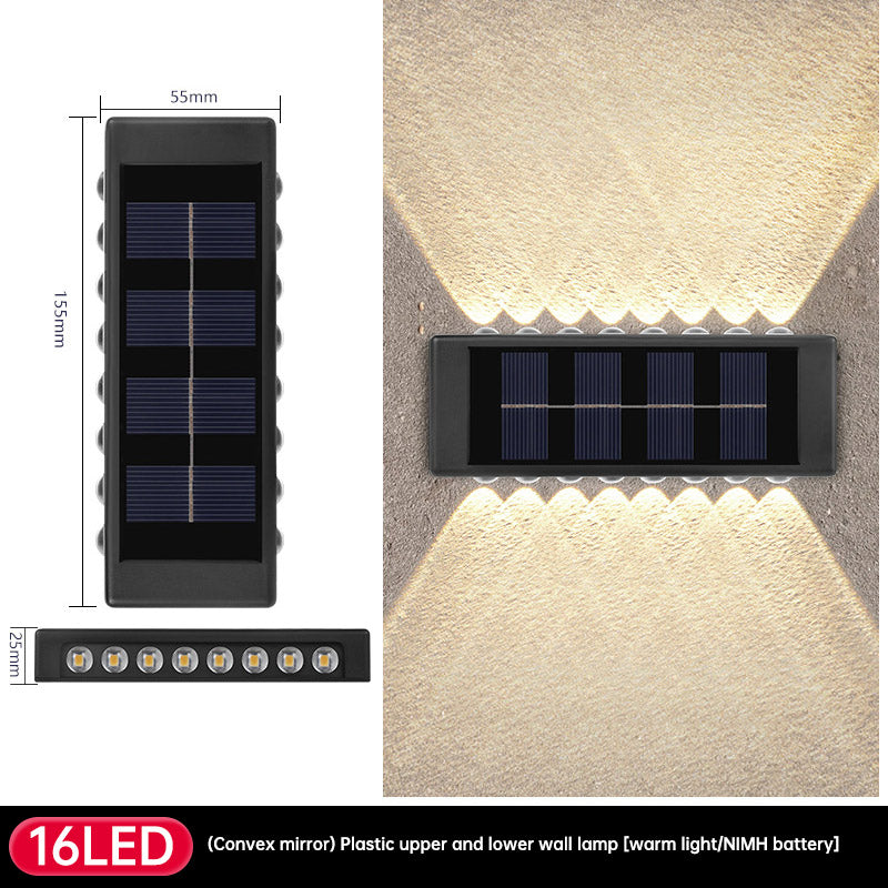 Solar Dual Head Wall Lamp, Outdoor Courtyard Lamp, Waterproof, Outdoor Upper and Lower Emitting Wall Courtyard Lamp