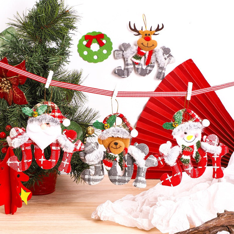 Christmas decorations Christmas tree ornaments elderly people snowmen elk teddy bears hanging decorations