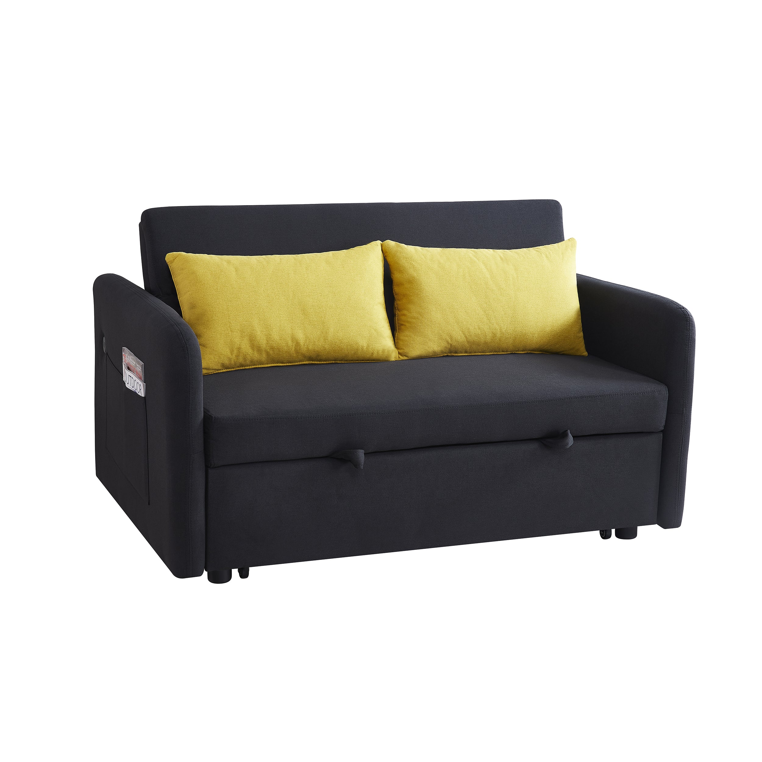 Twins Sofa Bed Black Fabric