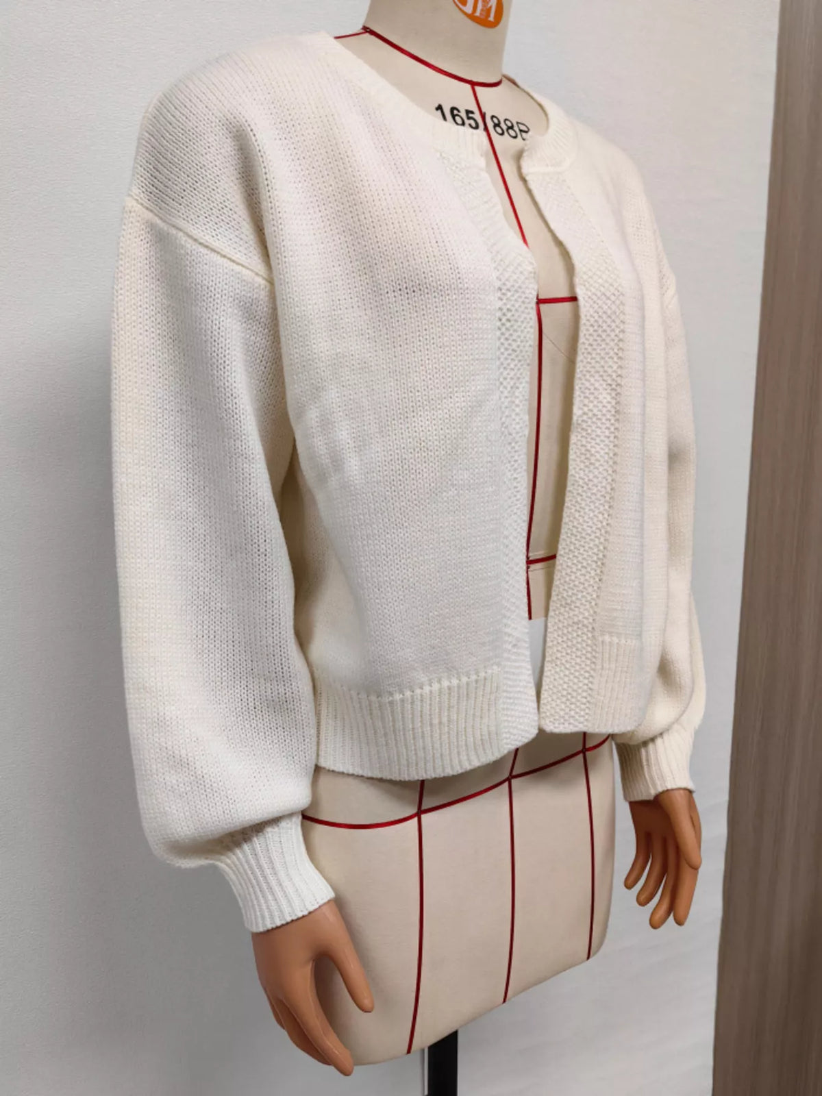 Casual open-front knit cardigan with ribbed trim