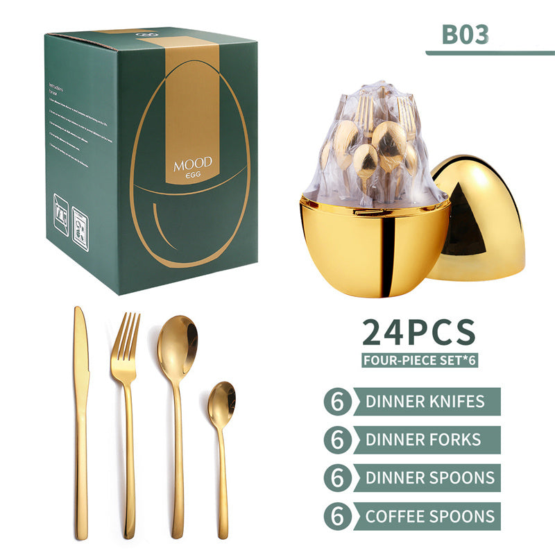 Cutlery Set Knife And Fork 24-Piece Egg-Shaped Western Food Set